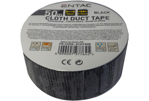 Gewebe-Klebeband 0,18x50mm Schwarz 50m