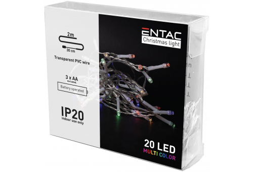 Christmas Indoor 20 LED Light Multicolor 2m (3AA excl.)