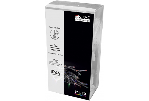 Entac Christmas IP44 48 LED Light with Timer NW 4m (3AA)