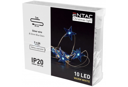 Christmas Indoor Blue Stars Light 10LED WW 1m (2AA excl.)