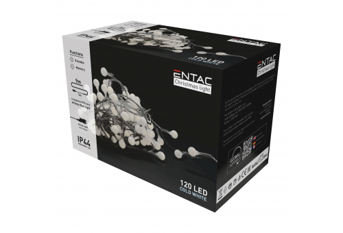 Weihnachtslicht IP44 15mm Kugeln 120LED 9m CW