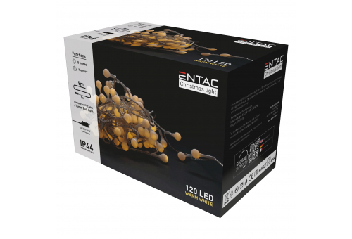 Weihnachts-IP44-Licht 15mm Kugeln 120LED 9m WW