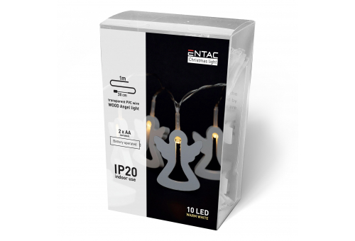 Christmas Indoor Wood Angel Light 10LED WW 1,3m (2AA excl.)
