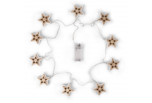 Christmas Indoor Wood Star Light 10LED WW 1,65m (2AA excl.)