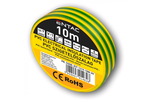 Insulation Tape 0.13x19mm Green-Yellow 10m