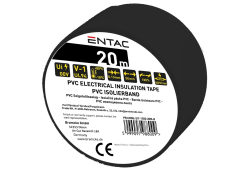 Szigetelőszalag 0.13x50mm Fekete 20m