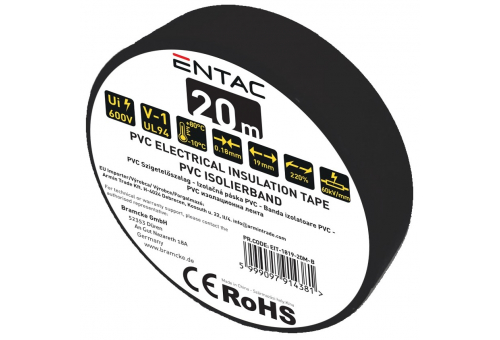 Szigetelőszalag 0.18x19mm Fekete 20m