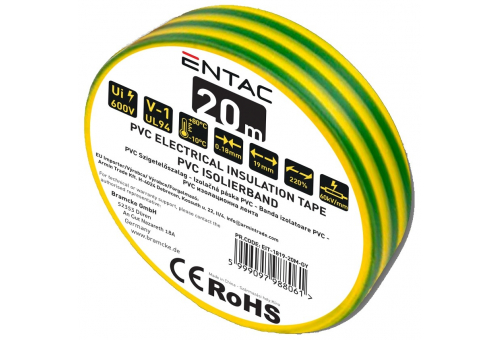 Szigetelőszalag 0.18x19mm Zöld-Sárga 20m