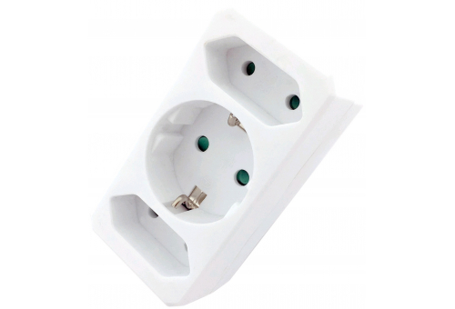 Power Adapter 3 Sockets (1 Earthed, 2 Euro)