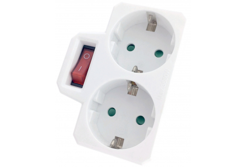 Power Adapter 2 Sockets (2 Earthed) with Switch