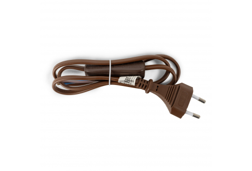 Entac Rewireable Cable 2G0.75 100cm with on/off switch, Brown