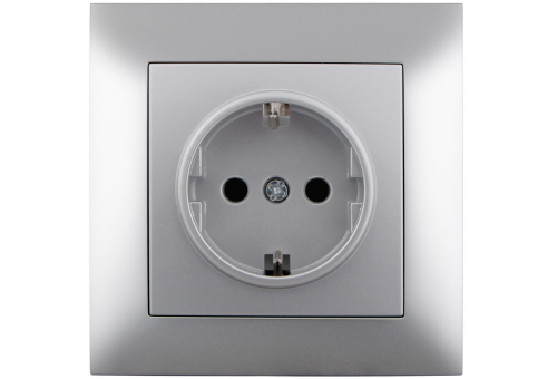 Arnold Recessed wall socket earthed Silver