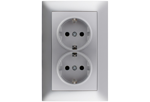 Arnold Recessed wall socket 2x earthed Silver
