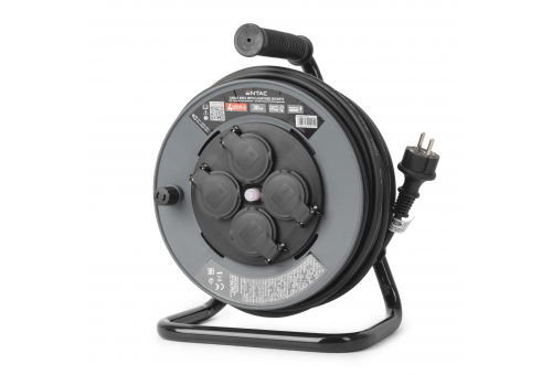 Entac French Type, IP44 Cable reel, 4 sockets, 3G1.5, 30m
