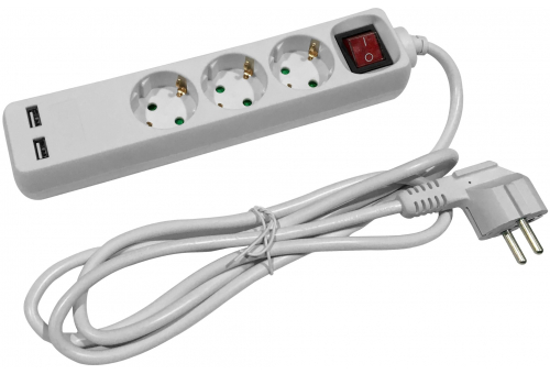 Socket Extension Cord S1 3 Sockets With Switch 2 USB