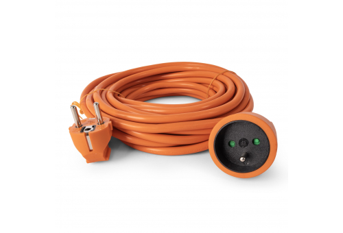 French Type, IP20 Orange Single Socket extention Cord, 3G1.5, 10m, orange
