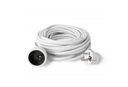French Type, IP20 Single Socket extention, 3G1.5, 10m, White