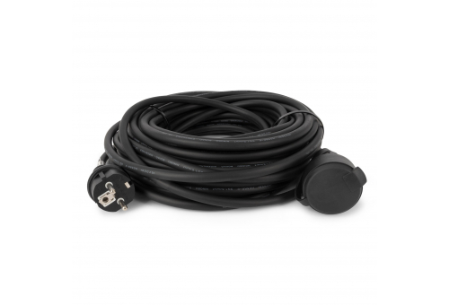 Entac French Type, IP44 Single Socket extension Cord, 3G1.5, 20m, Black