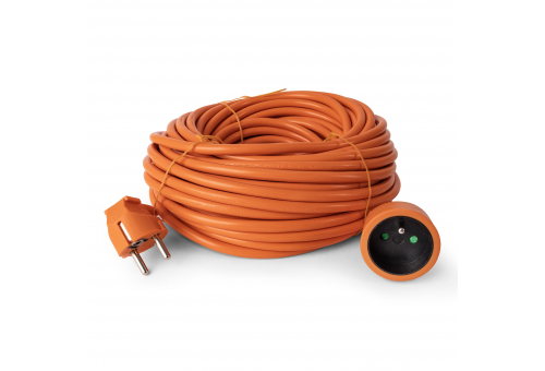 French Type, IP20 Orange Single Socket extention Cord, 3G1.5, 20m, orange