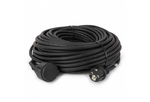 Entac French Type, IP44 Single Socket extension Cord, 3G2.5, 40m, Black