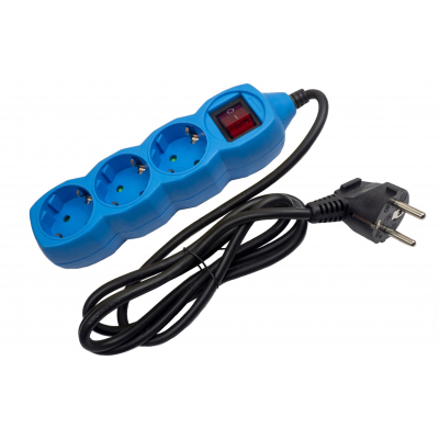 Socket Extension Cord 3 Sockets With Switch 1.5m Color Series Blue