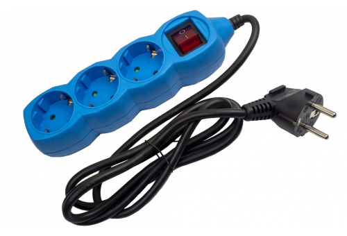 Socket Extension Cord S1 Color 3 Sockets With Switch Color Series Blue