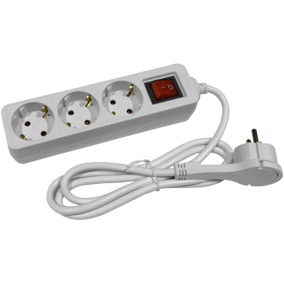 Socket Extension Cord 3 Sockets With Switch 1.5m Flat head