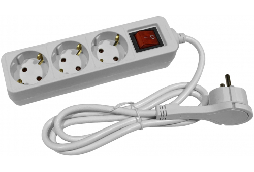 Socket Extension Cord 3 Sockets With Switch 1.5m Flat head