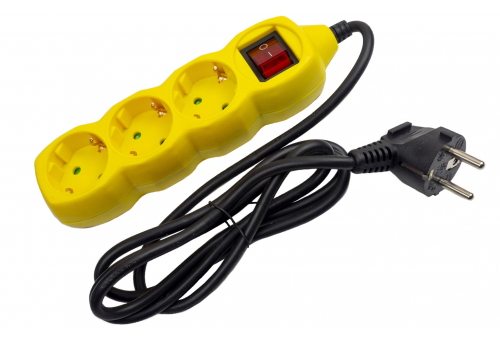 Socket Extension Cord S1 Color 3 Sockets With Switch Color Series Yellow